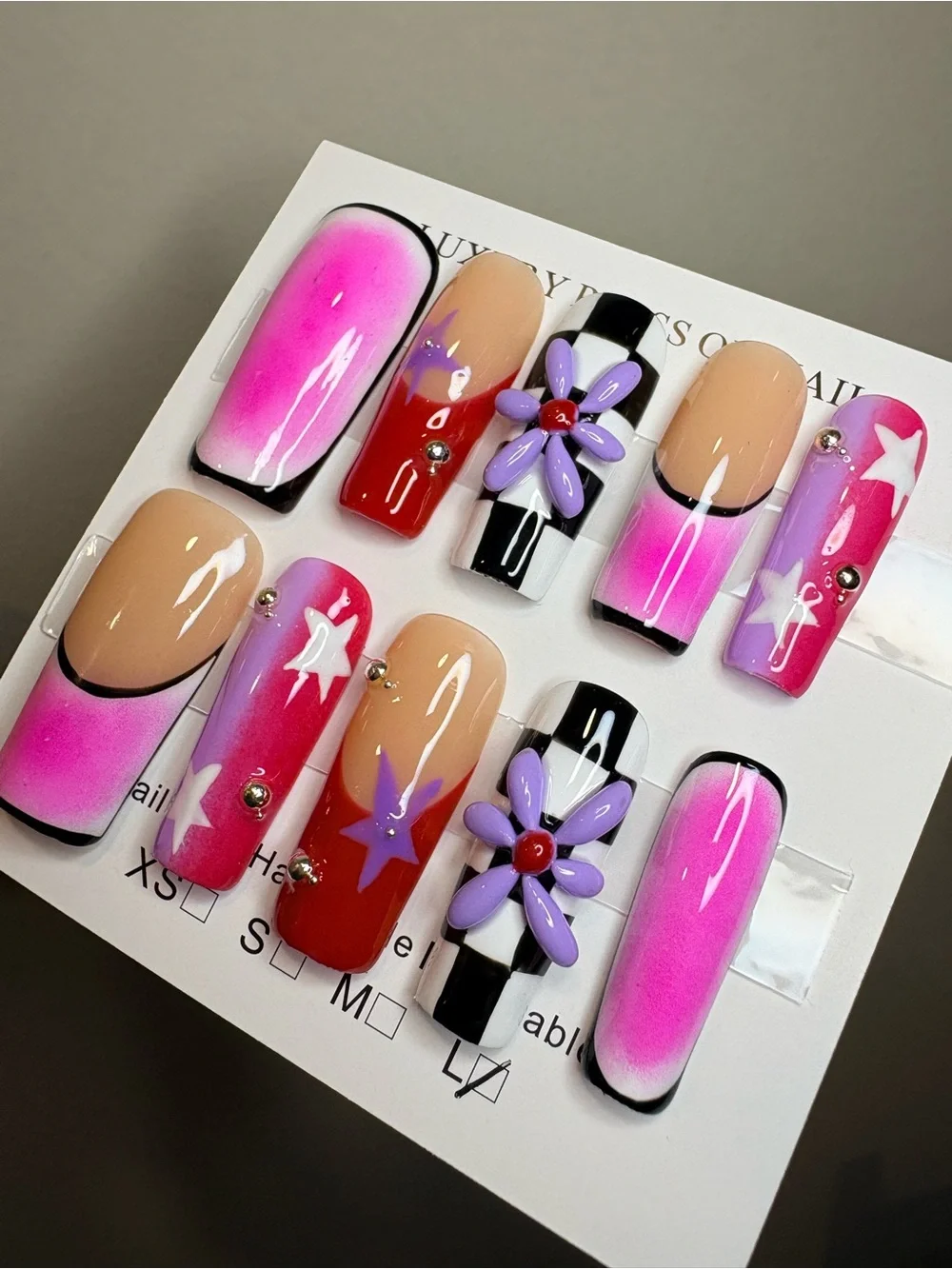 Floral Purple & Pink Ombre Press-On Nail Set
